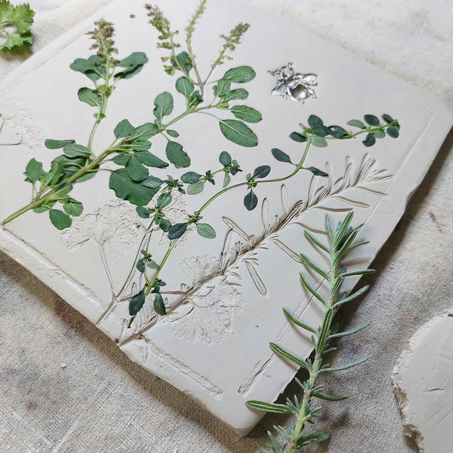 Hand-Pressed Garden Herbs Botanical Wall Art Plaque