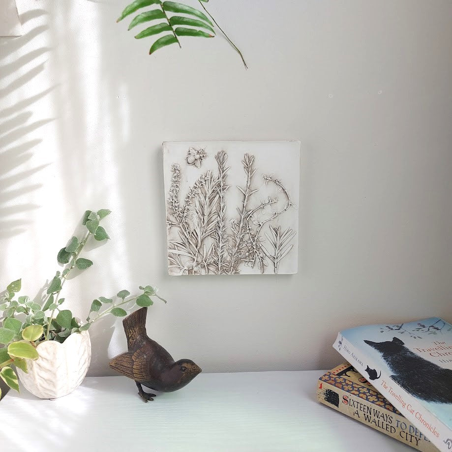 Hand-Pressed Garden Herbs Botanical Wall Art Plaque