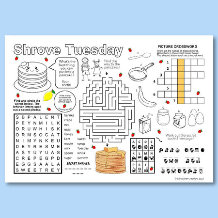 Pancake Day - Puzzle Activity Sheet - PDF Printable Download