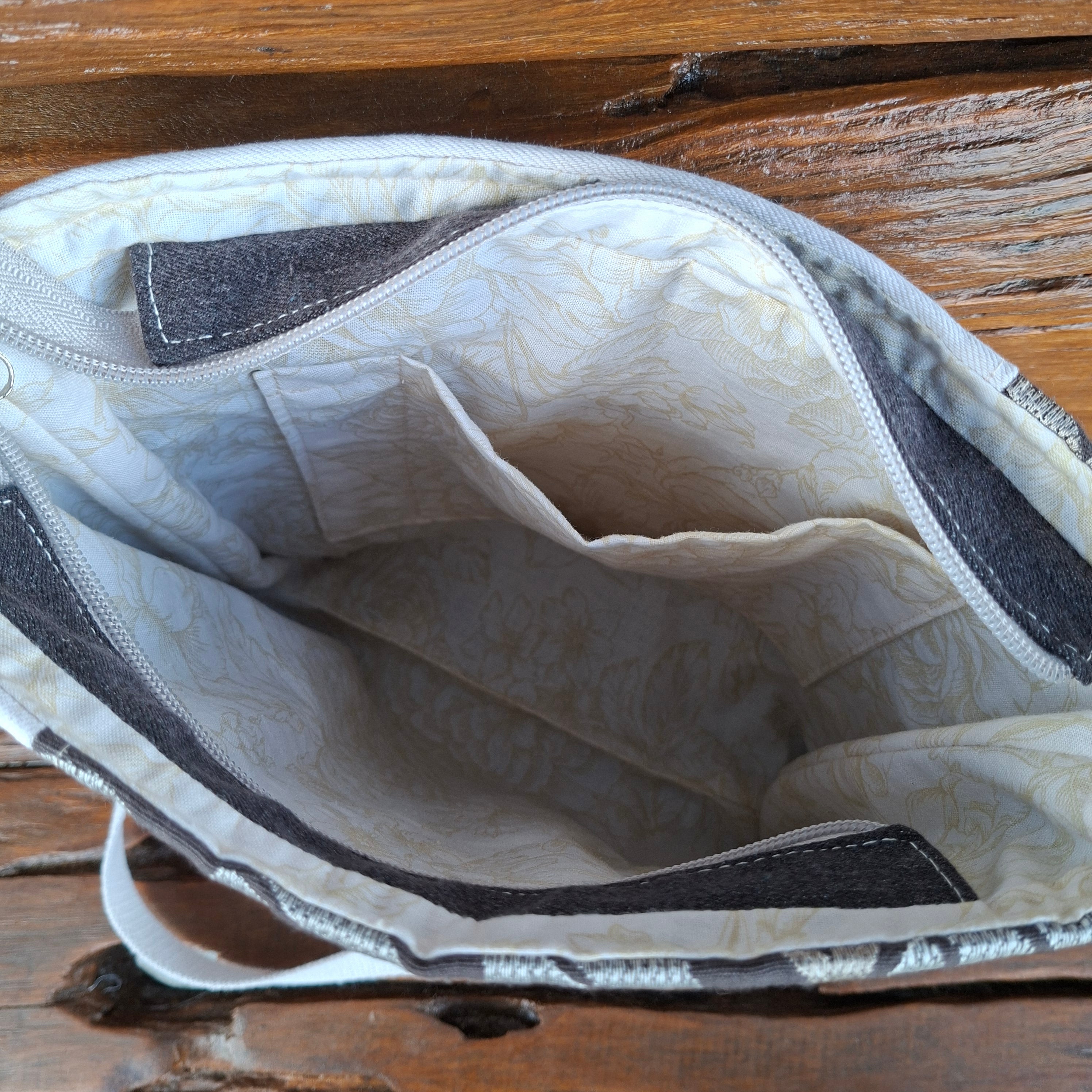 Upcycled Denim and Linen Blend Unisex Crossbody Bag