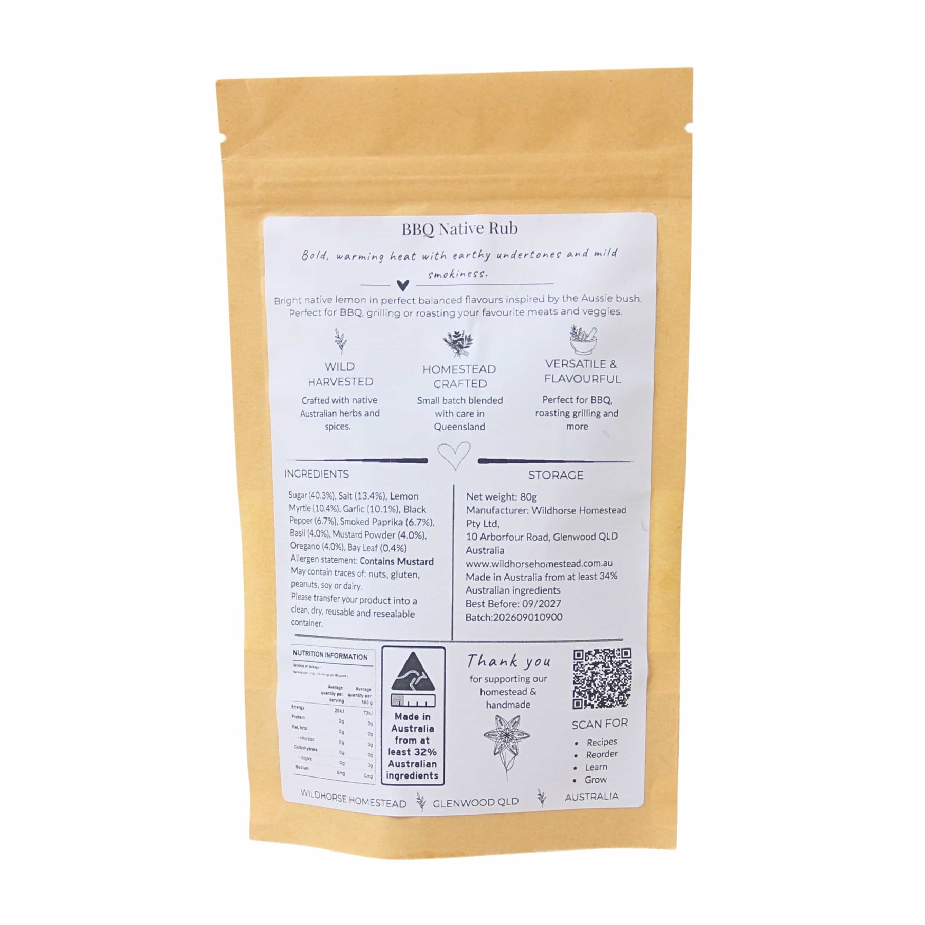 Wildhorse Homestead BBQ Native Rub – 80g