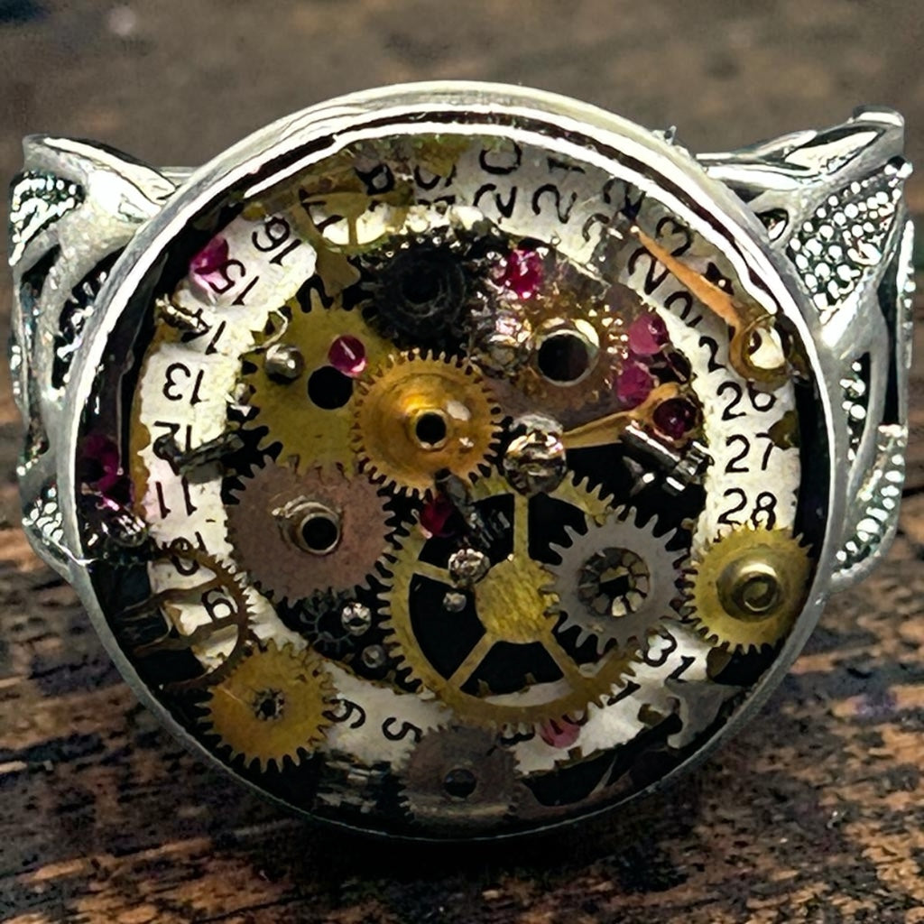 Steampunk Watch parts Mens ring