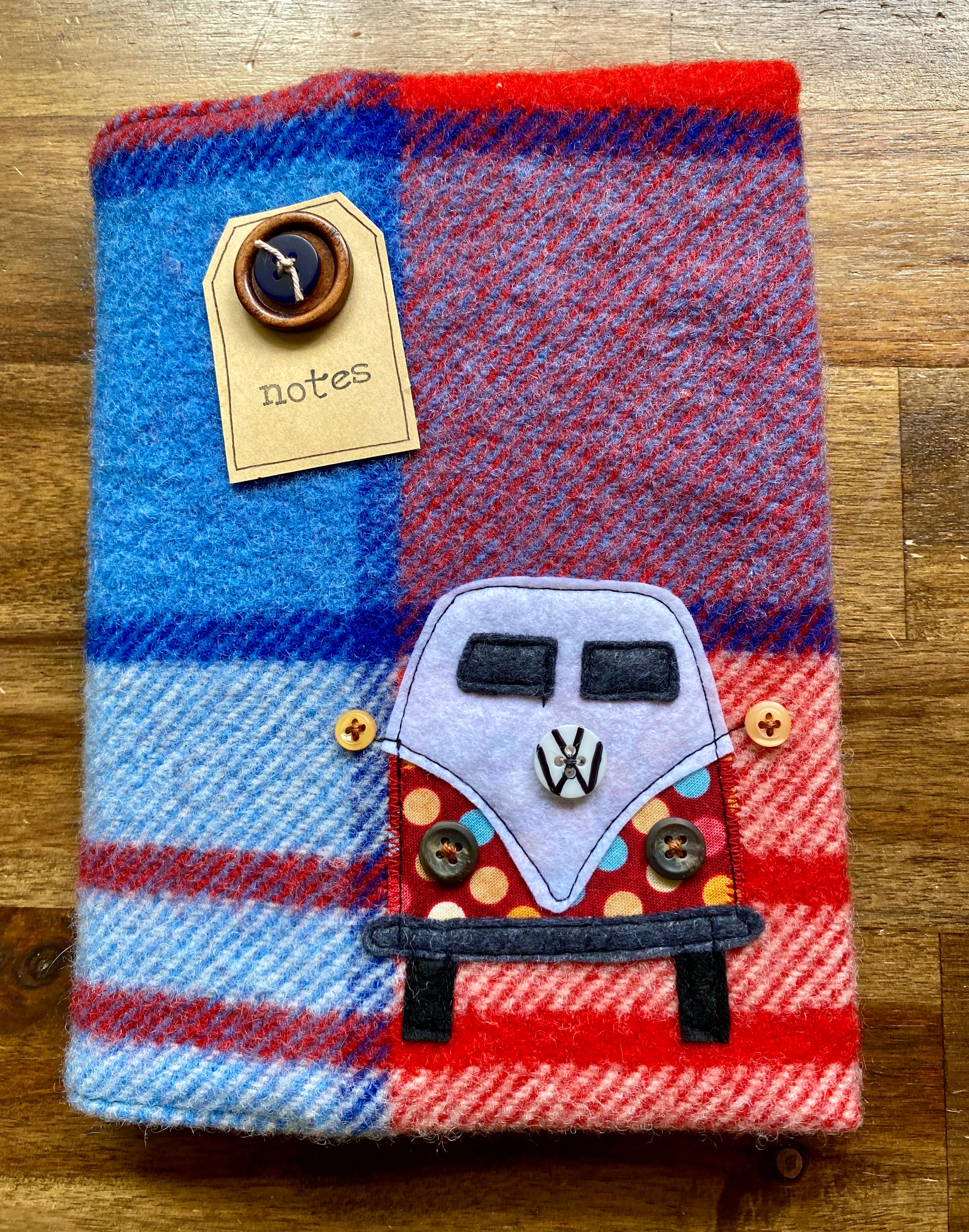 A5 Upcycled Notebook Kombi - Navy/Red