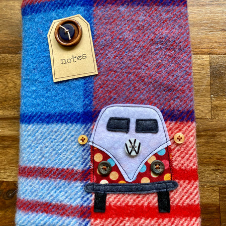 A5 Upcycled Notebook Kombi - Navy/Red