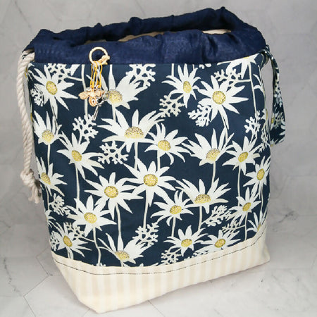 Large Knitting Project Bag - Flannel Flowers