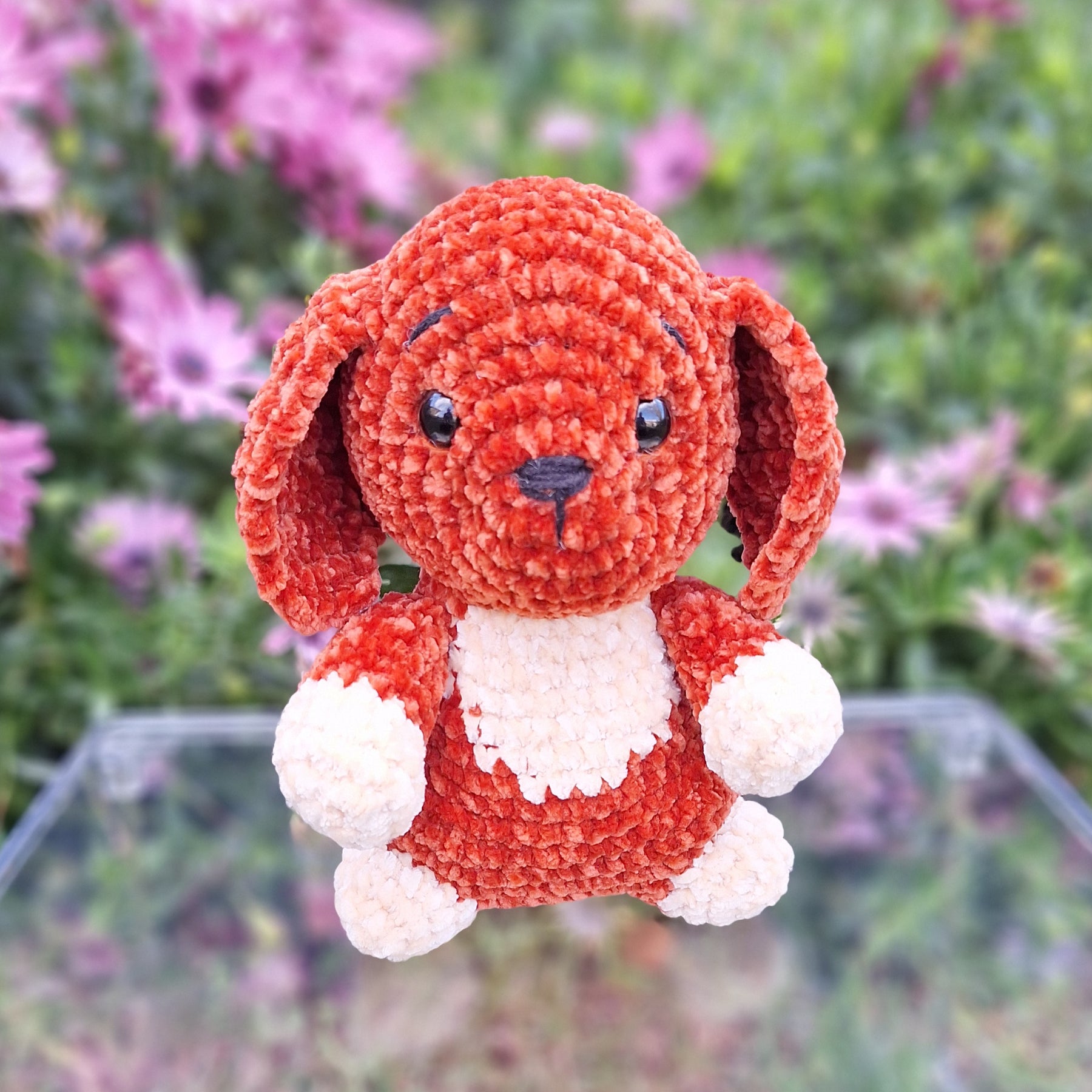 Crocheted Velvet Toy Dog – Soft & Cuddly Handmade Plush