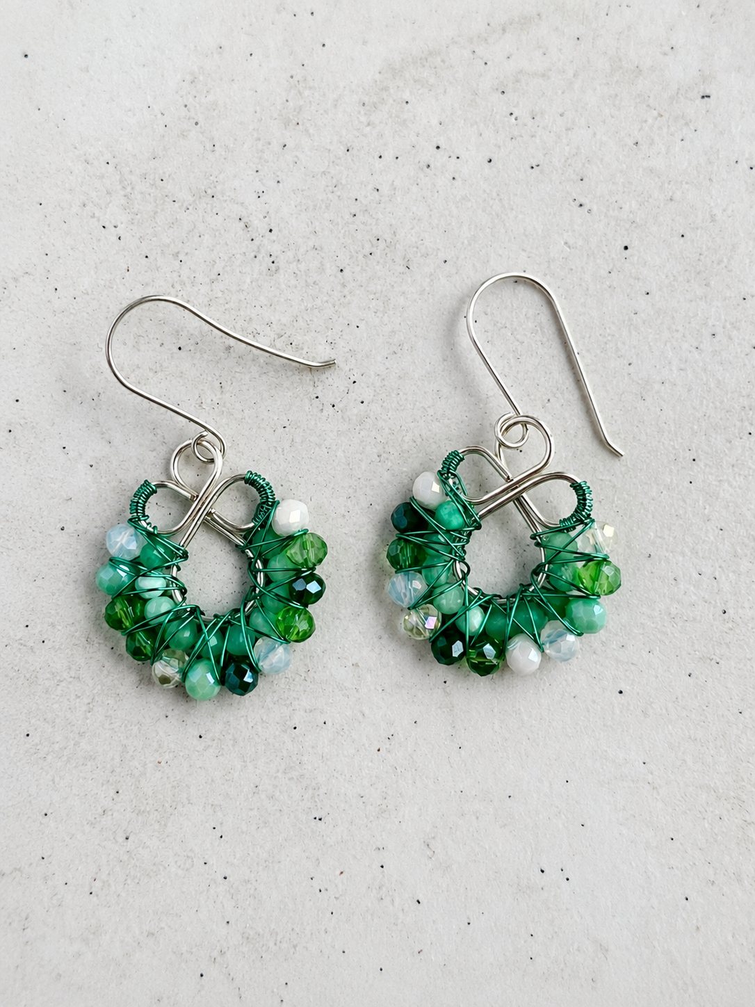Green Crystal and Chrysoprase Earrings
