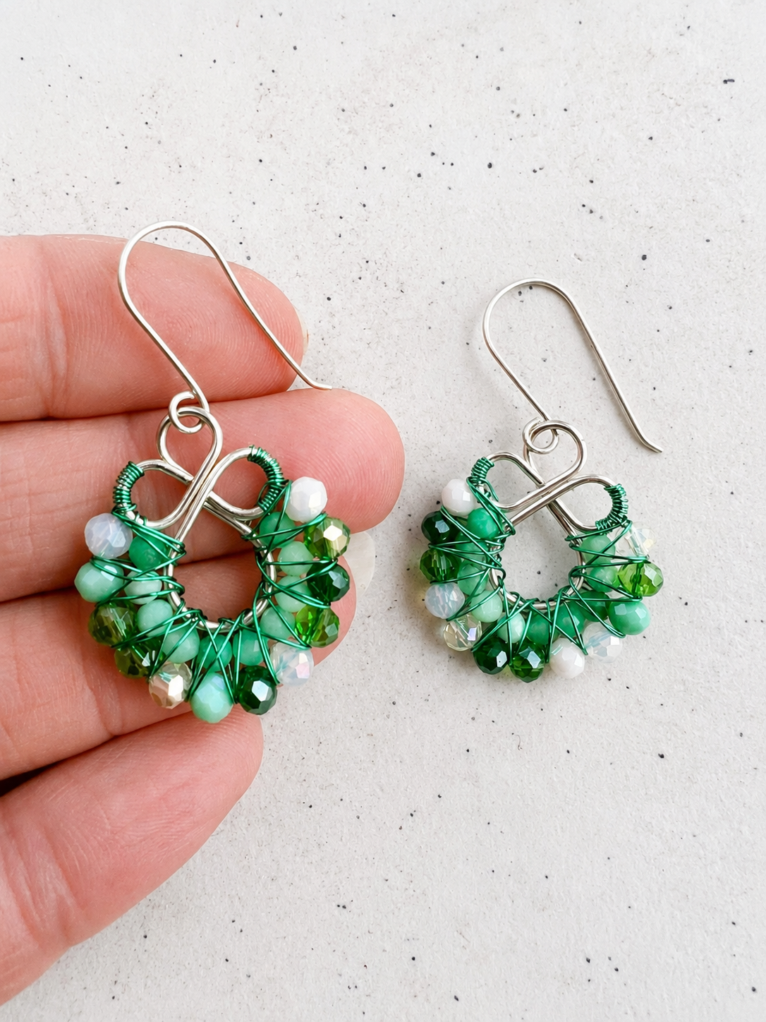 Green Crystal and Chrysoprase Earrings