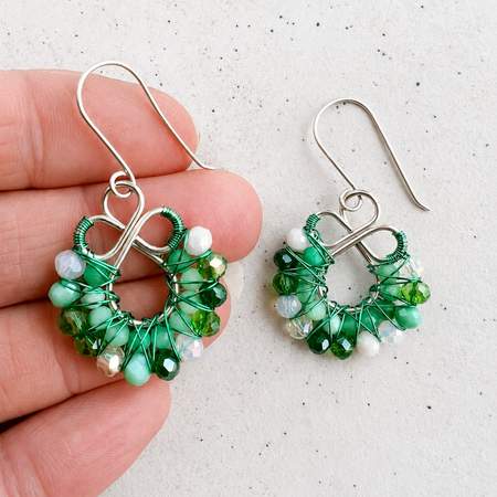 Green Crystal and Chrysoprase Earrings