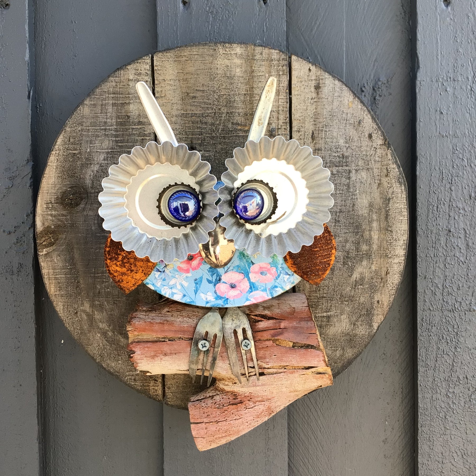 Little Poppy Upcycled Owl 3D Wall Art