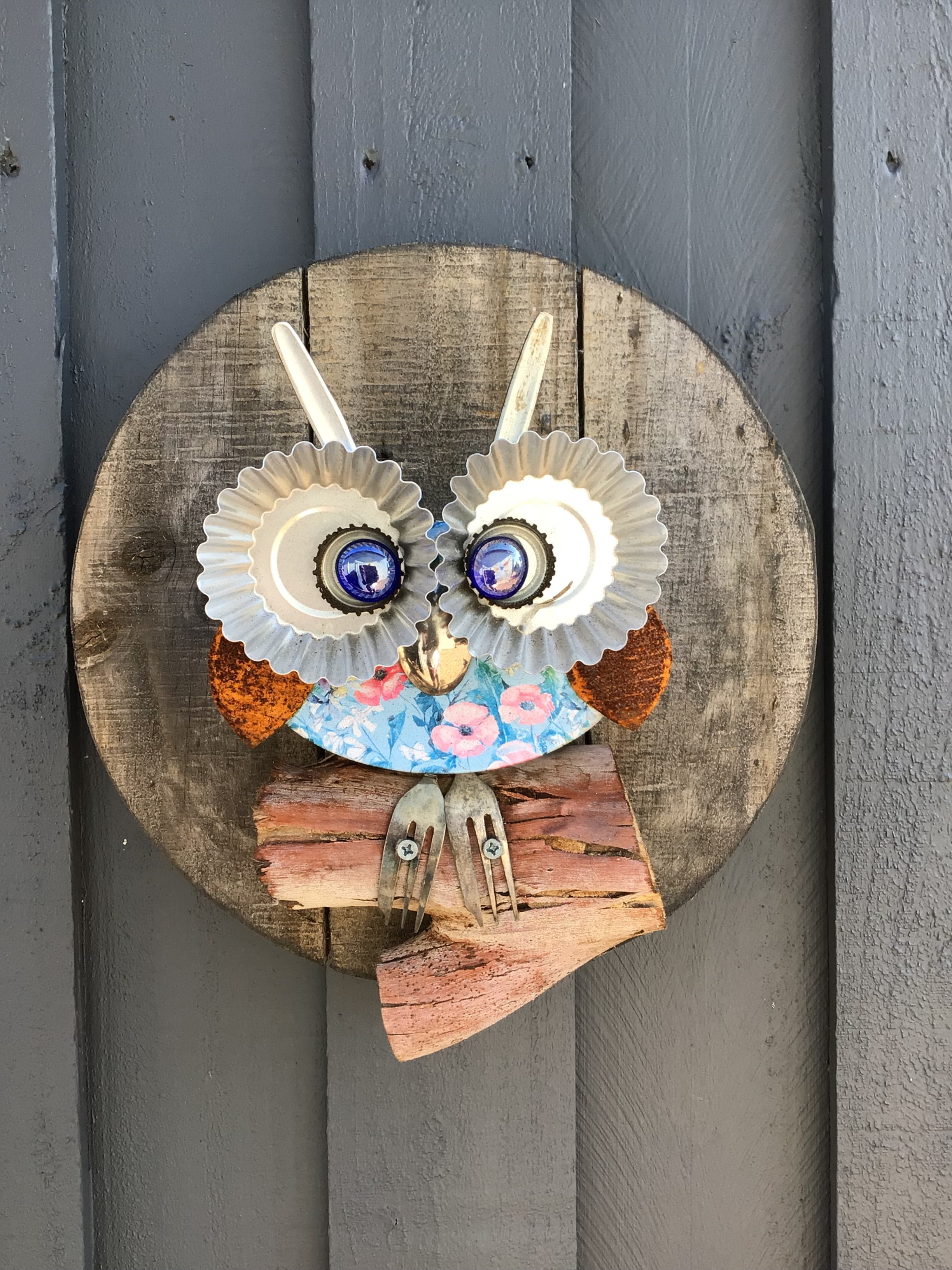 Little Poppy Upcycled Owl 3D Wall Art