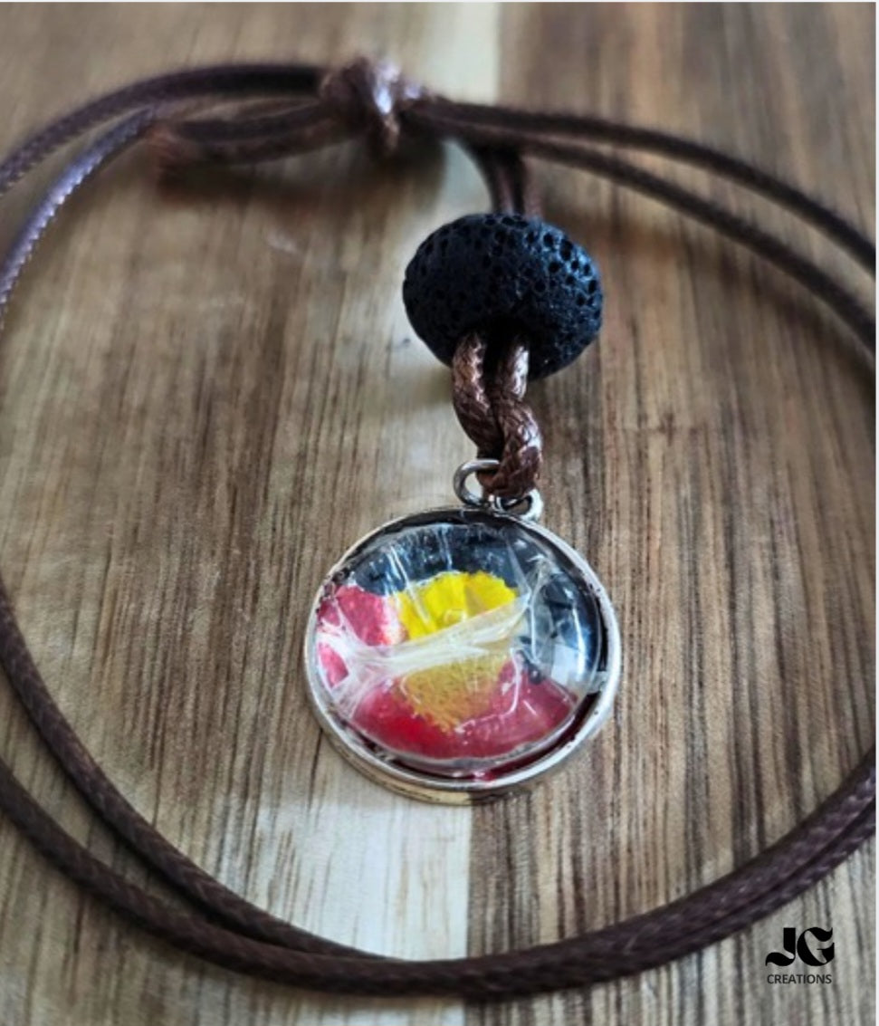 Hand-Painted Aboriginal Flag Snakeskin Pendant Necklace