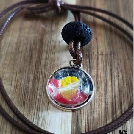 Hand-Painted Aboriginal Flag Snakeskin Pendant Necklace