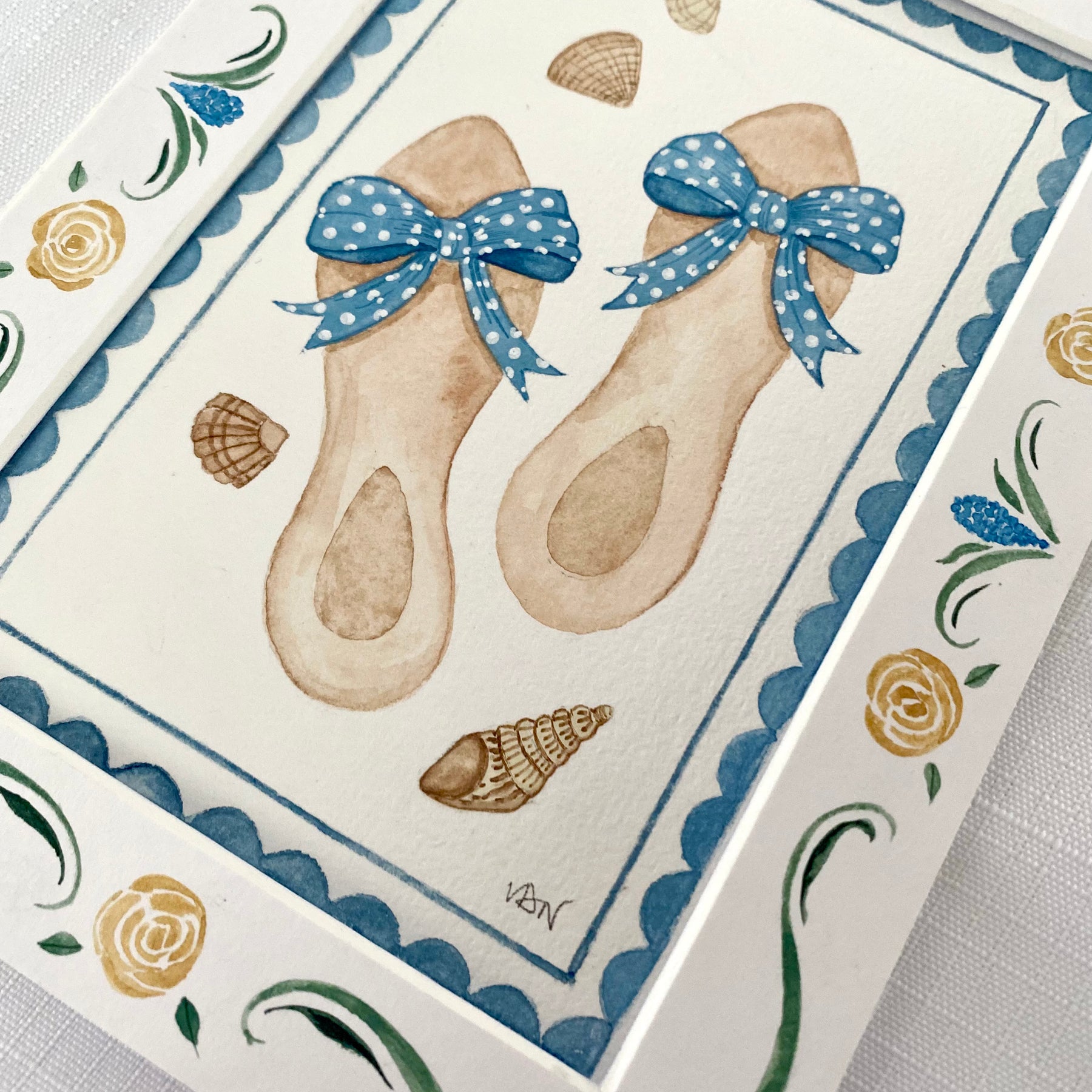 Summer Joys Original Watercolour Painting - Summer Sandals