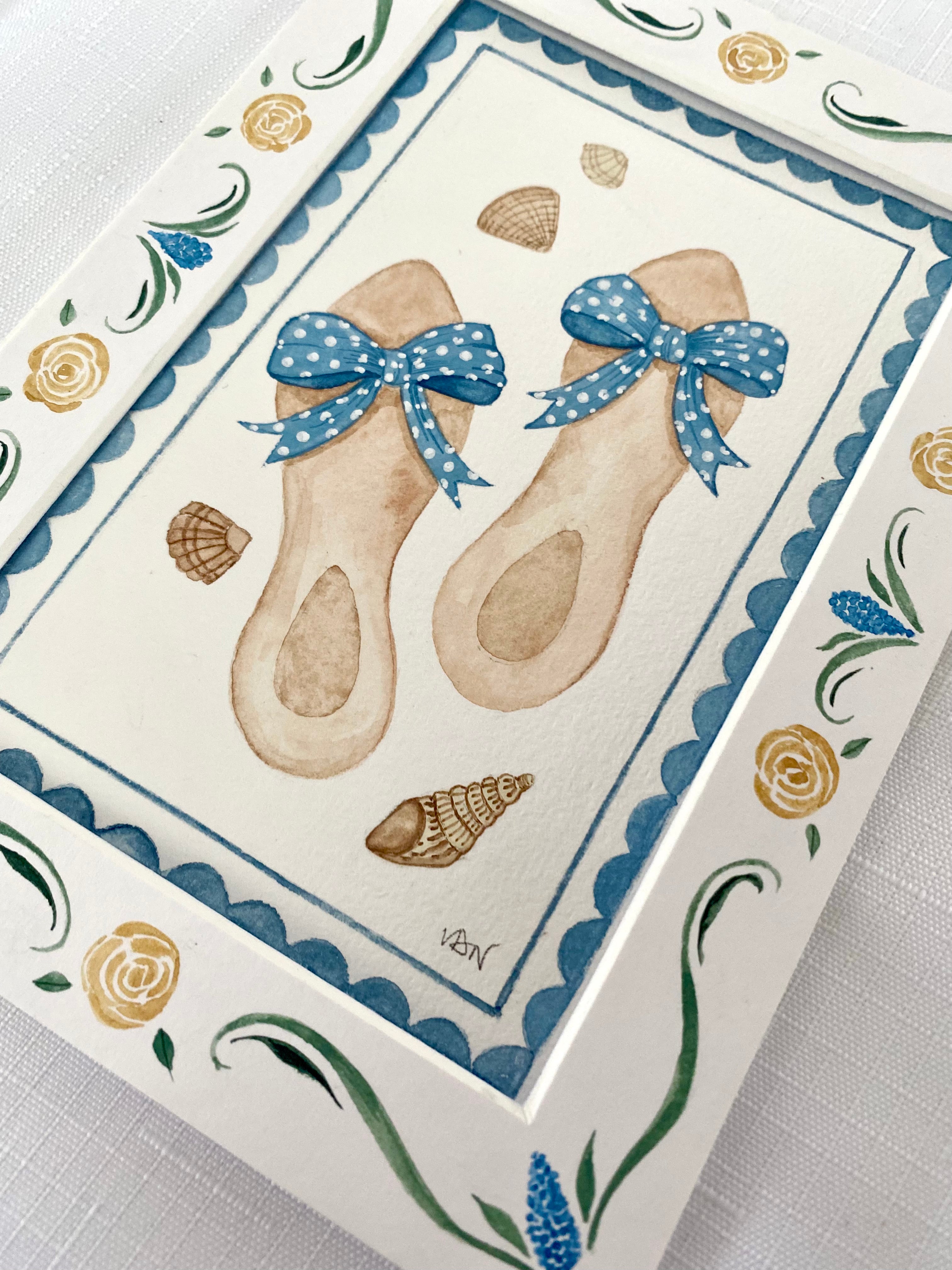 Summer Joys Original Watercolour Painting - Summer Sandals