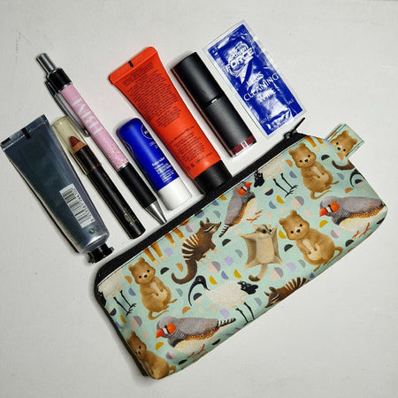 Compact pouch in cute Australian wildlife fabric, ideal for makeup, stationery, first aid etc