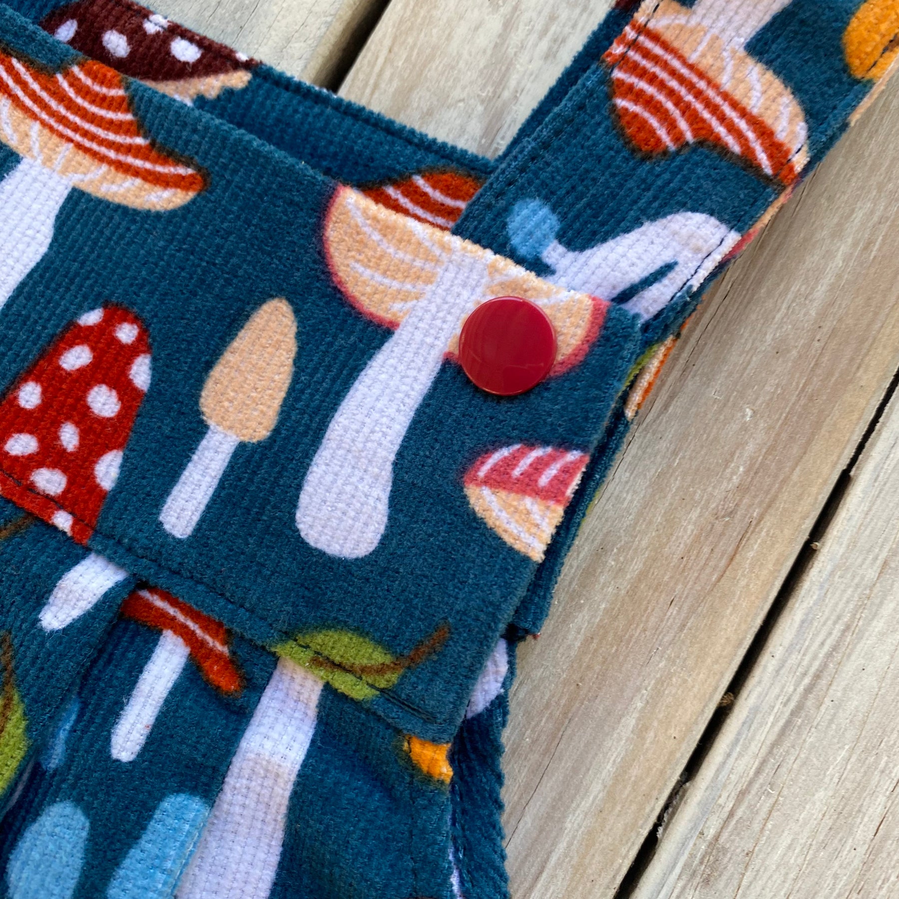 Corduroy Childs overalls large mushroom print in size 0