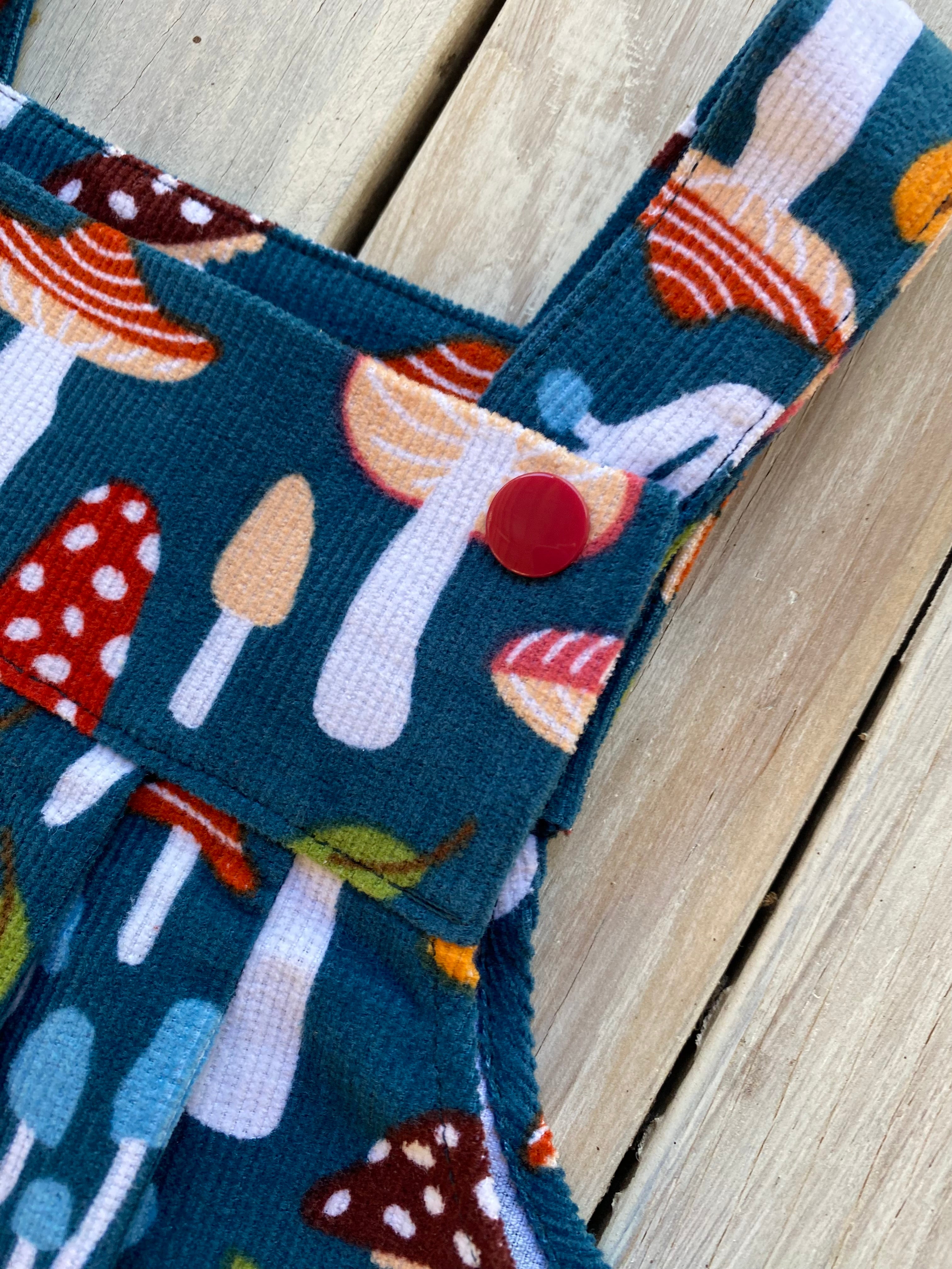 Corduroy Childs overalls large mushroom print in size 0