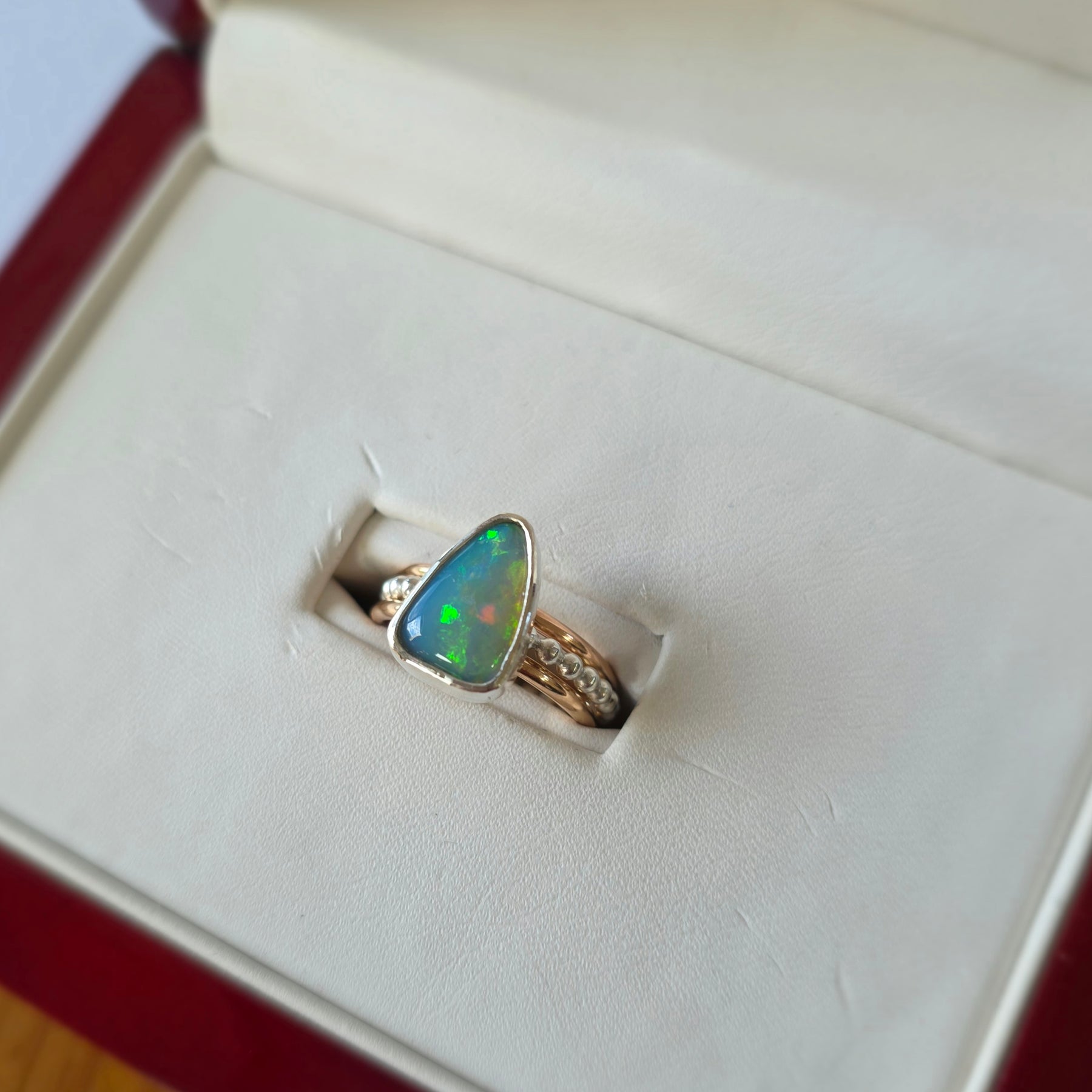 Stunning solid Australian opal and gold ring set