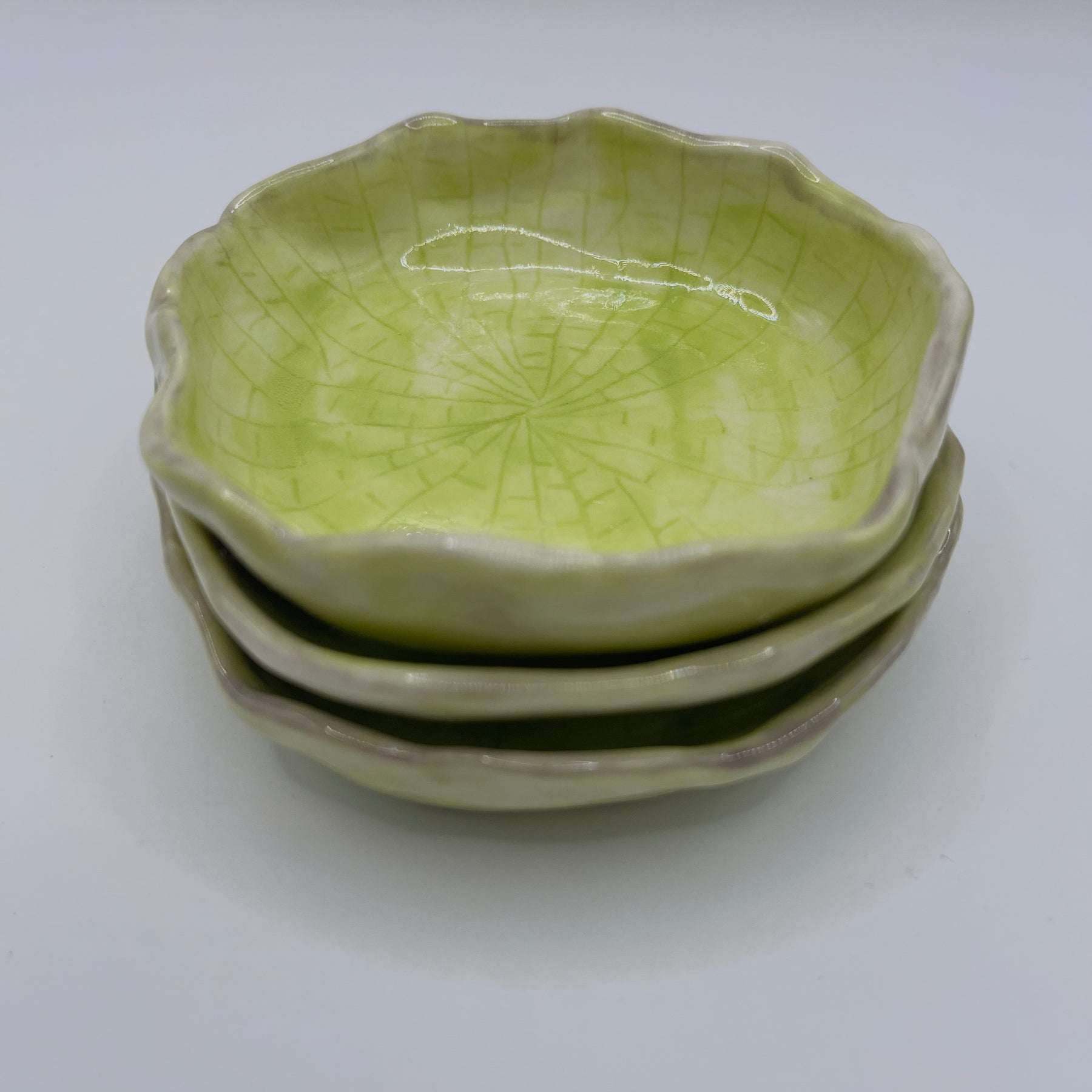 Handmade Porcelain Lilly Pad Condiment Dishes – Set of 3
