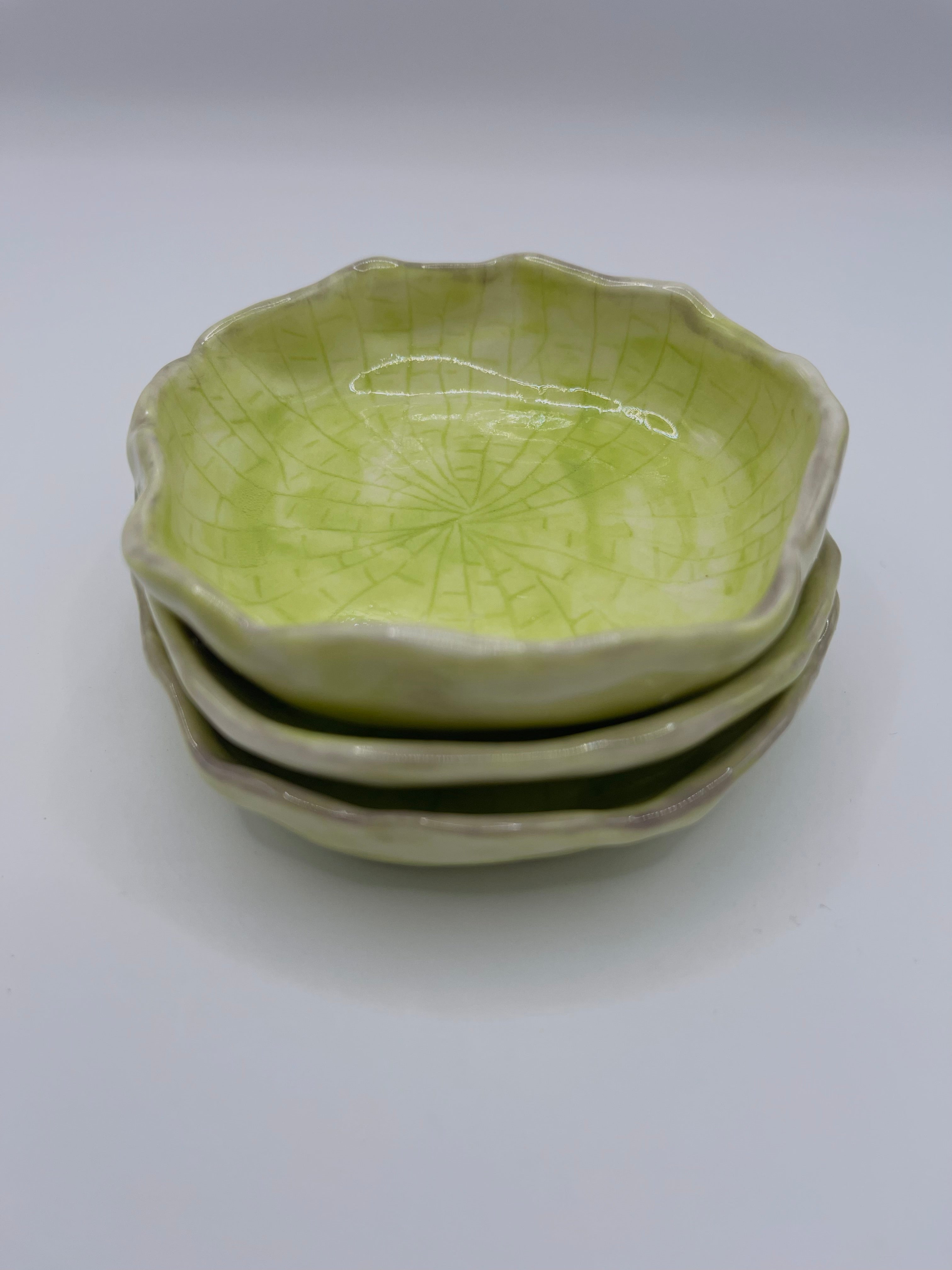 Handmade Porcelain Lilly Pad Condiment Dishes – Set of 3