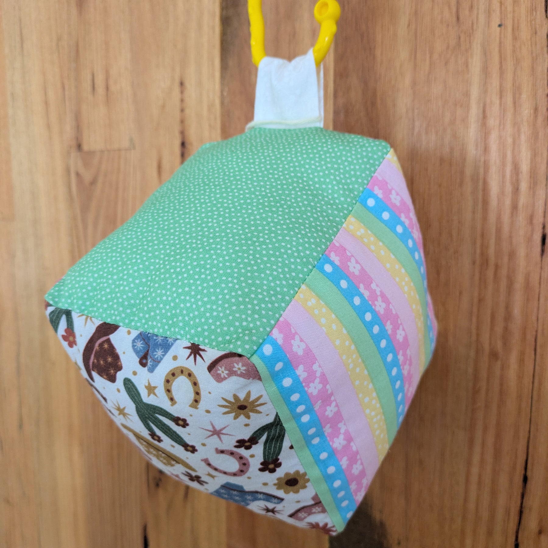 Western Cowgirl Pink Check Soft Baby Cube