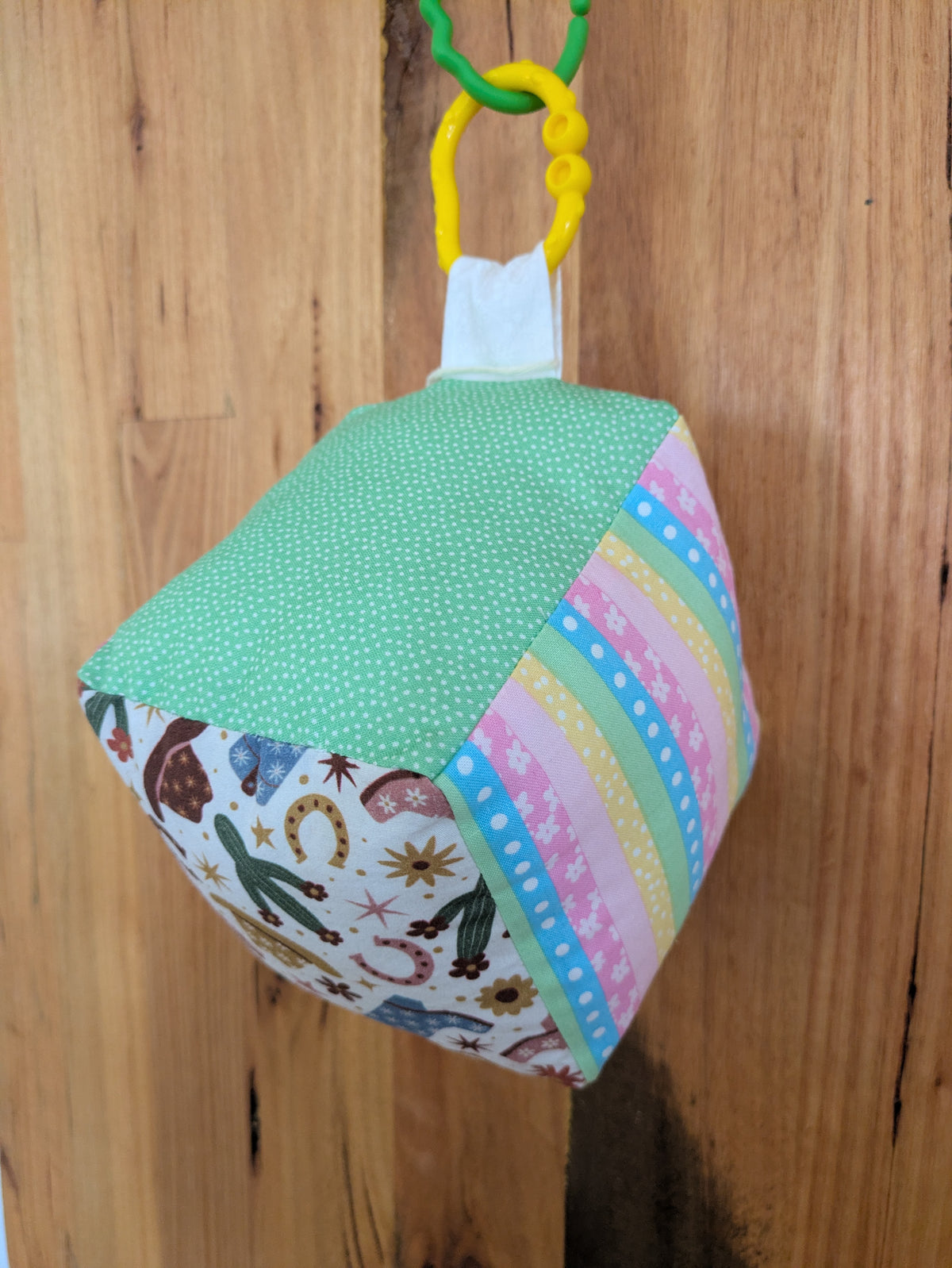 Western Cowgirl Pink Check Soft Baby Cube