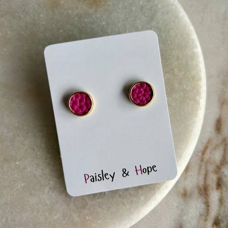 Faux Leather Bezel Style Studs - 10mm - Choose style