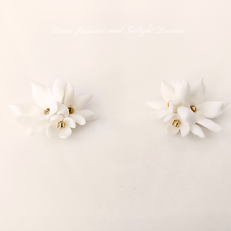 Handsculpted Cold Porcelain Floral Bridal Earrings | The Posy
