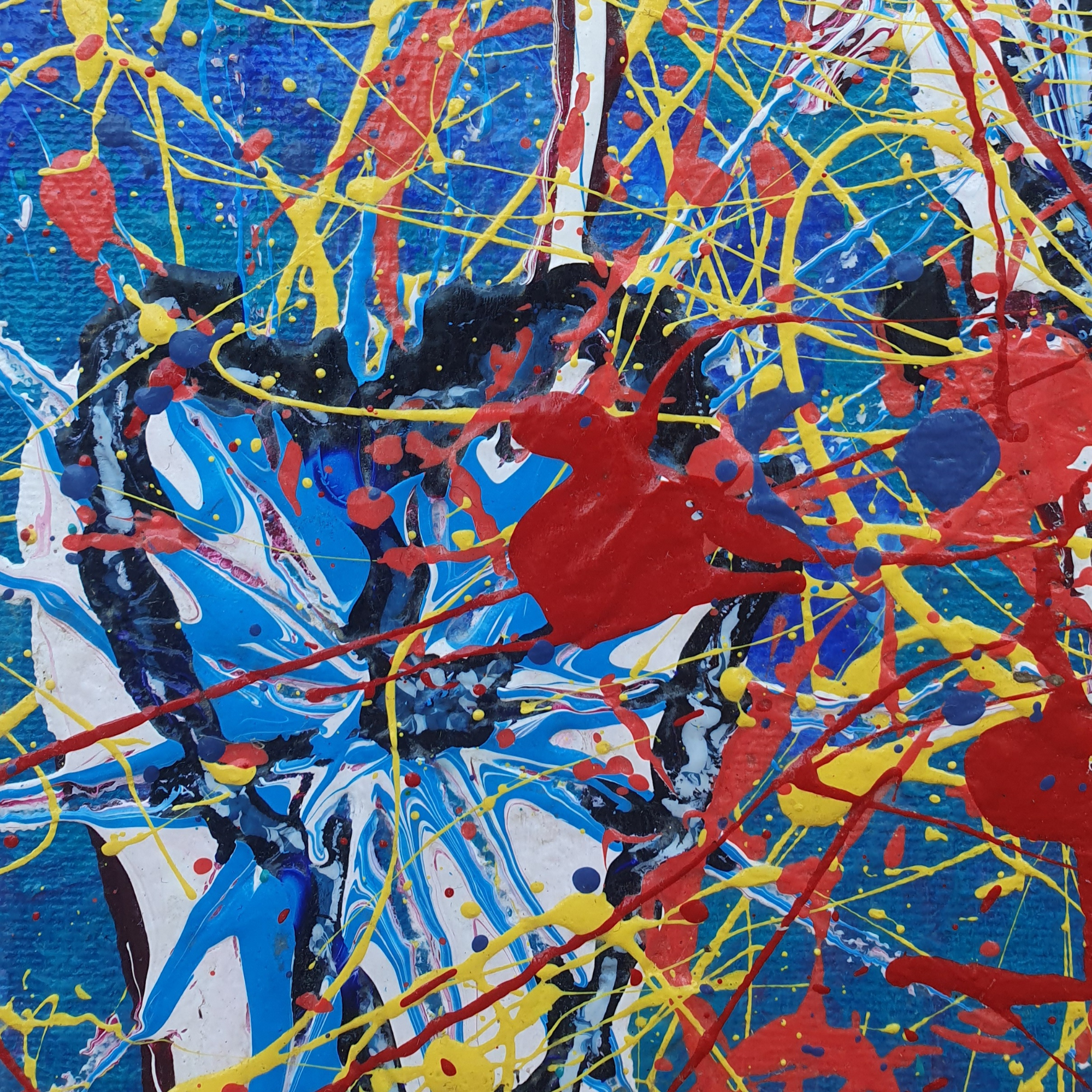 Perfect Imperfections. Abstract Canvas Painting With Hearts.