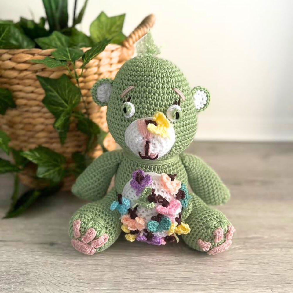 Crochet Teddy Bear, Handmade Teddy Bear Sage