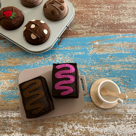 felt play food brownie, pretend play, play kitchen