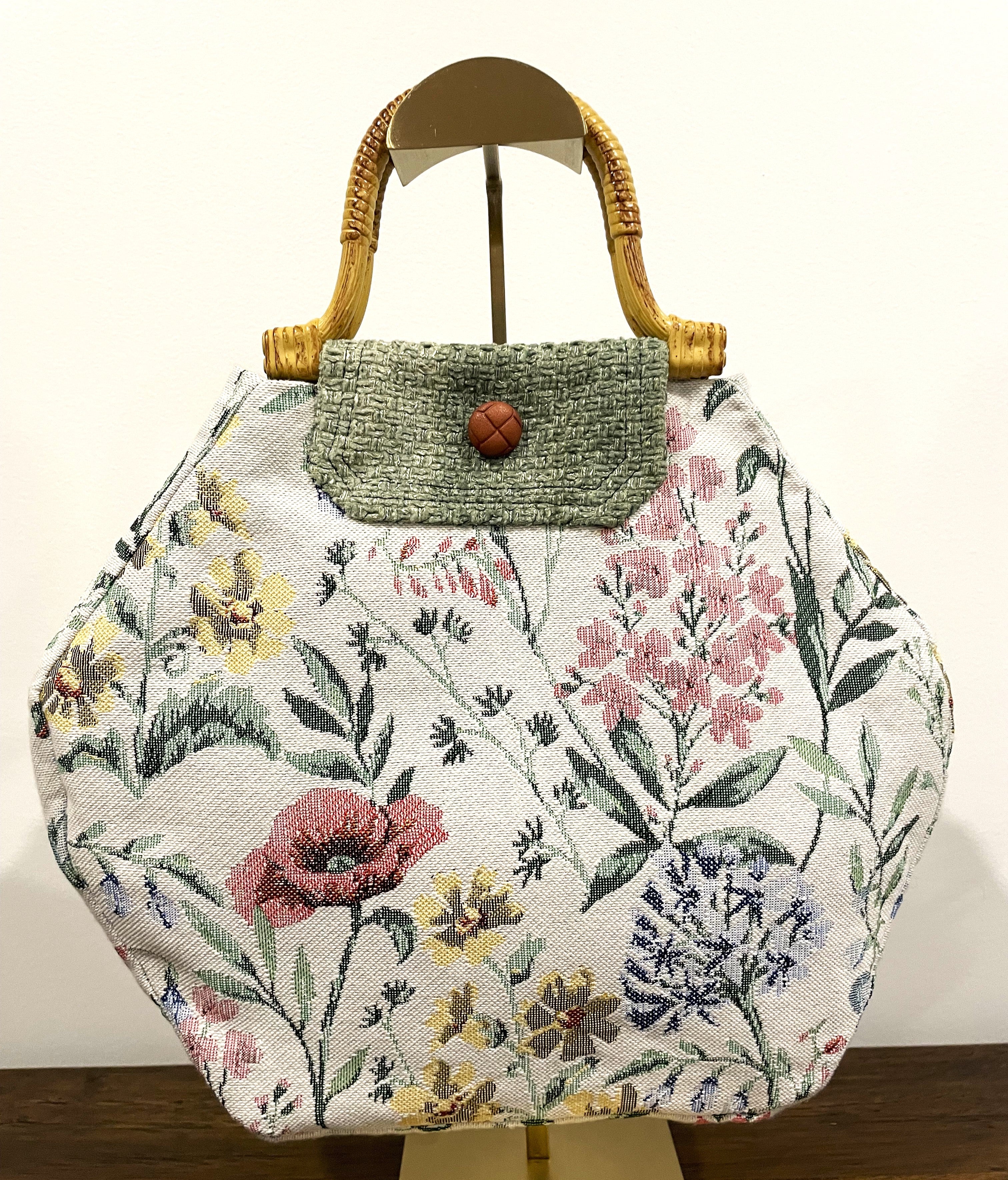 Upcycled Floral Tapestry Handbag - Handmade