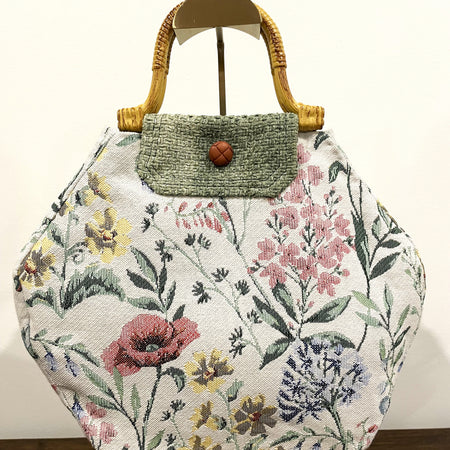 Upcycled Floral Tapestry Handbag - Handmade