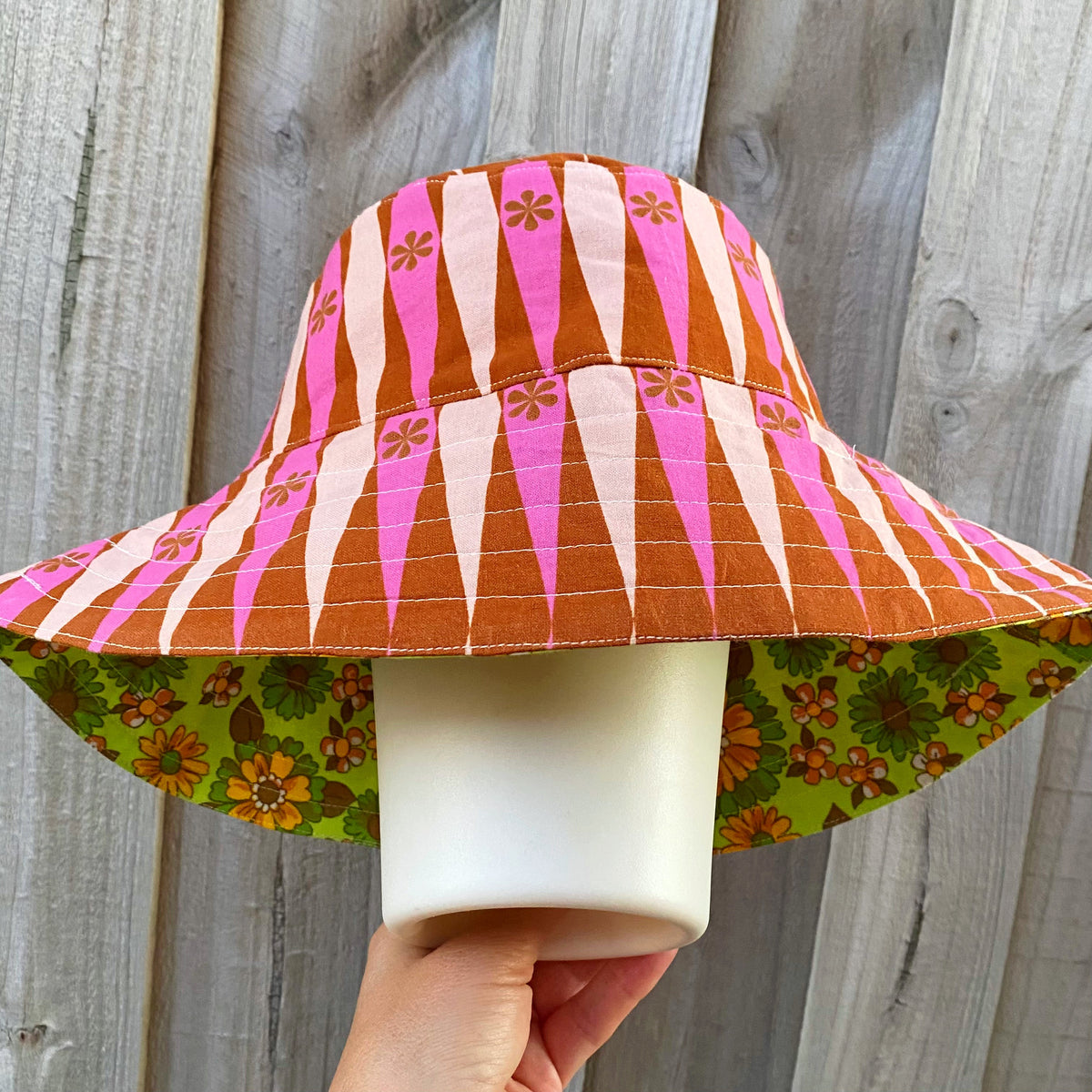 Selection of Reversible Vintage Floral Hat, Adult 55-58cm