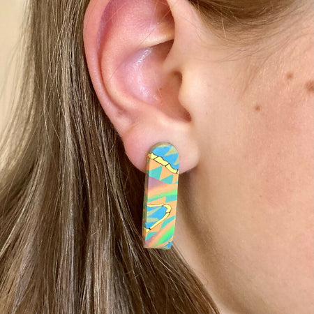 Mosaic Ribbon Huggie Earrings