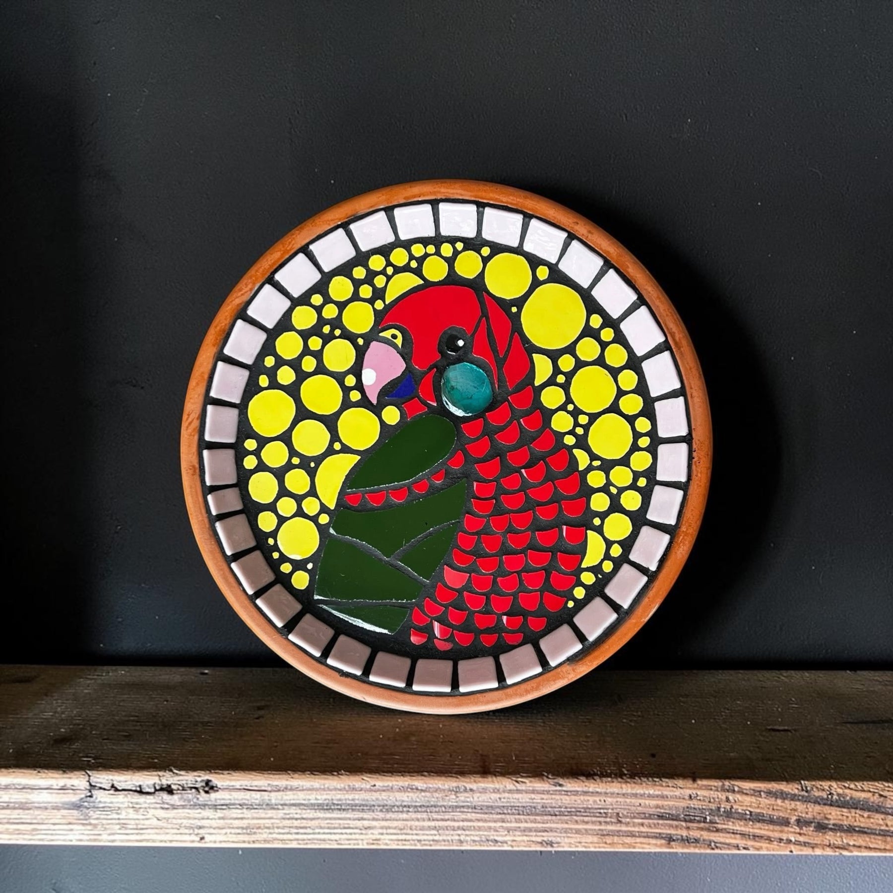Mosaic Birdbath. King Parrot.