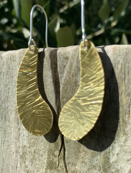 Nimbus Hammered Brass Earrings | Sterling Silver Ear Hoops | Handmade Contemporary Earrings