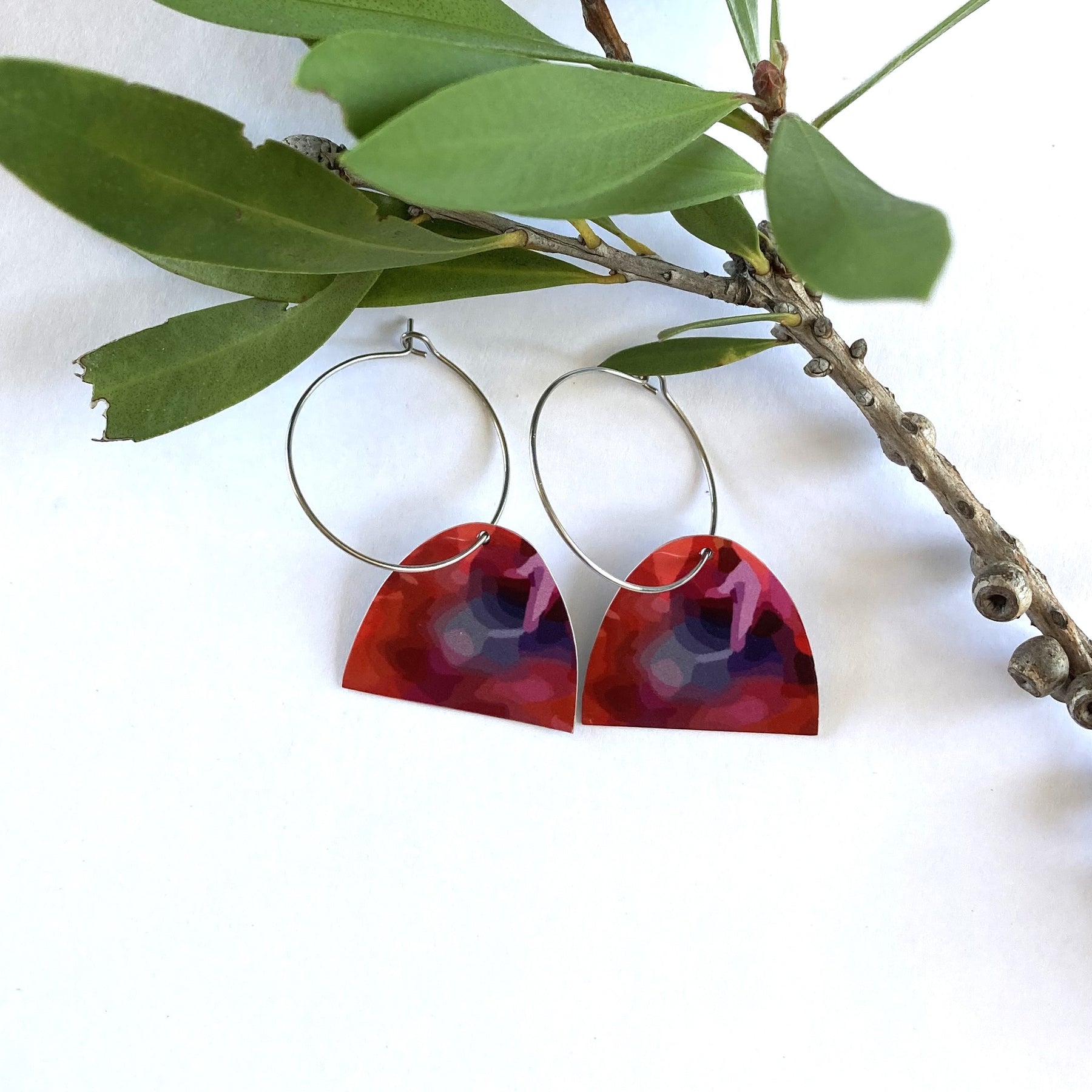 Aluminium sublimation printed earrings Crimson Cheer Collection
