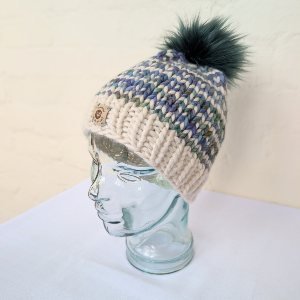 Malabrigo Rasta, Premium Merino Wool Beanie, Speranza Beanie, Green and White
