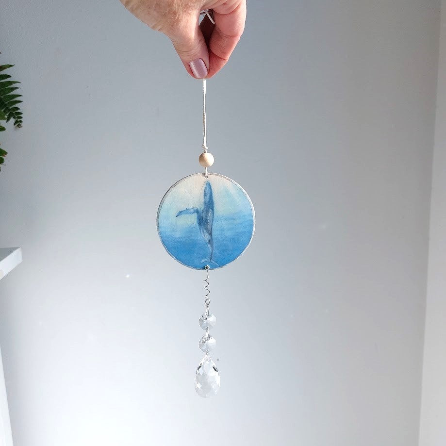 Humpback Whale Art, Crystal Suncatcher, Wall Window Hanging