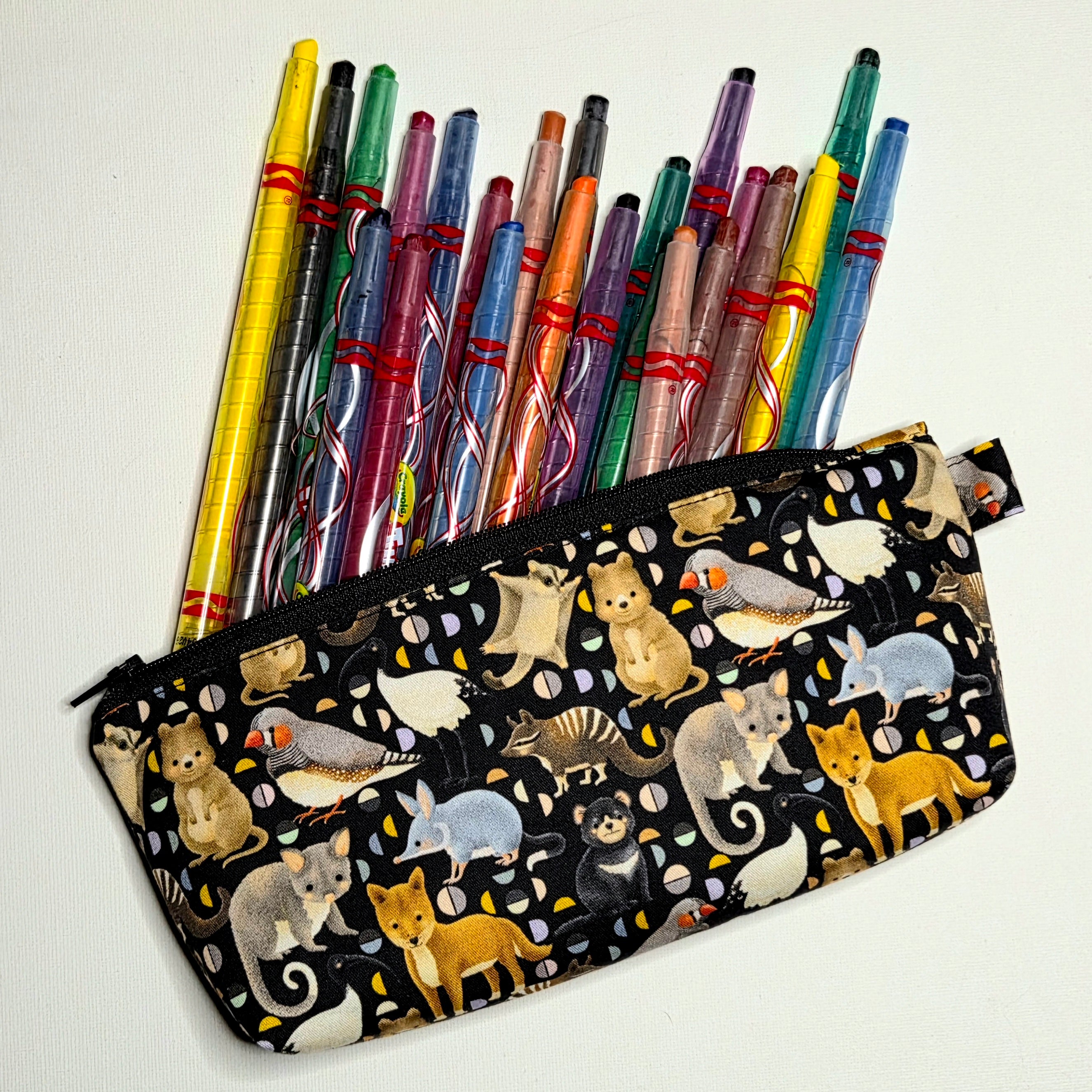 Pencil case in Australian native animal fabric