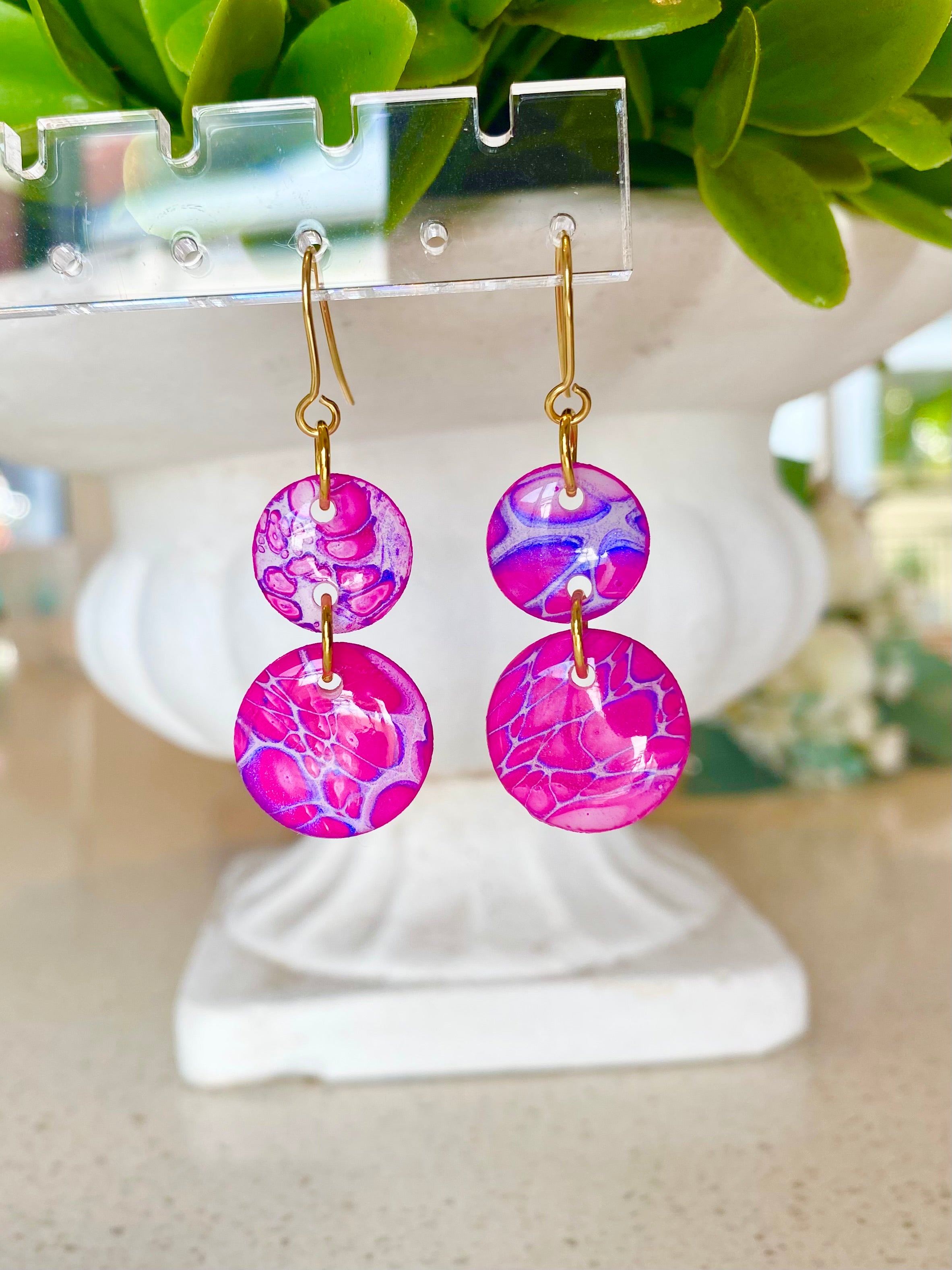 Pretty Pink Painted Dangle Earrings