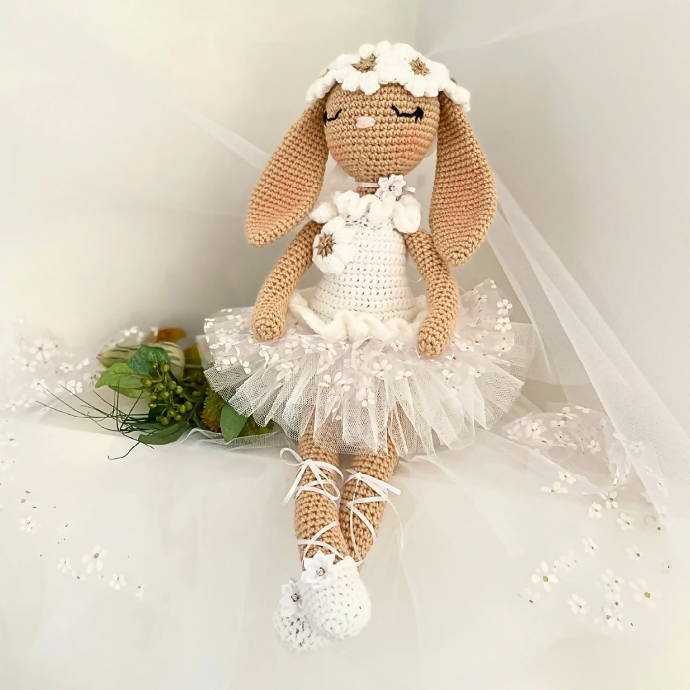 Crochet Bunny Doll, Crochet Ballerina Soft Doll