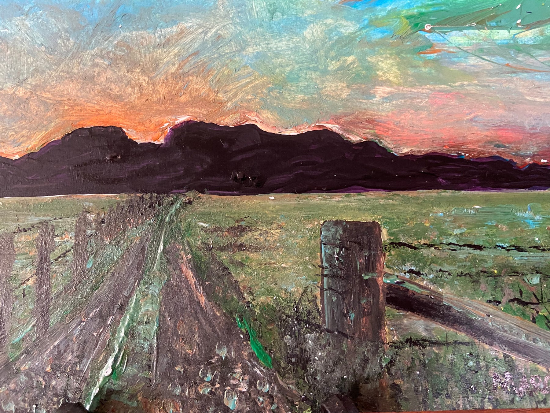 "Near Gloucester" original acrylic on card painting by Margo Humphries