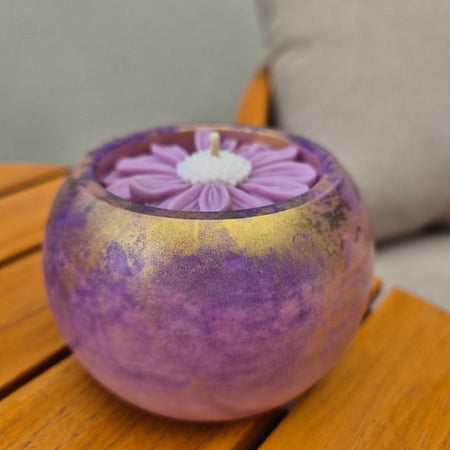 Concrete pot belly bowl candle with black raspberry fragrance