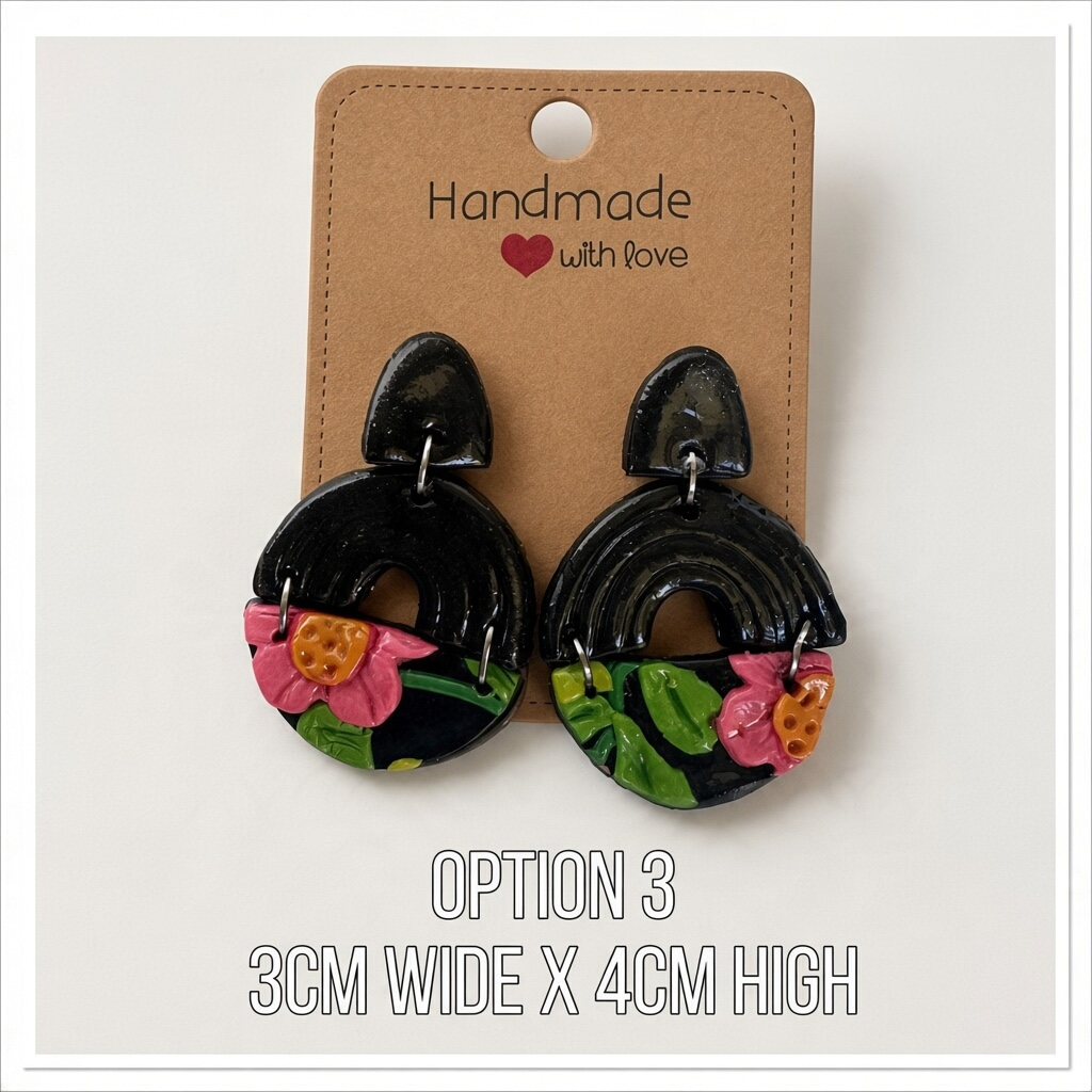 Handcrafted Wildflower Contrast Statement Polymer Clay Earring Collection