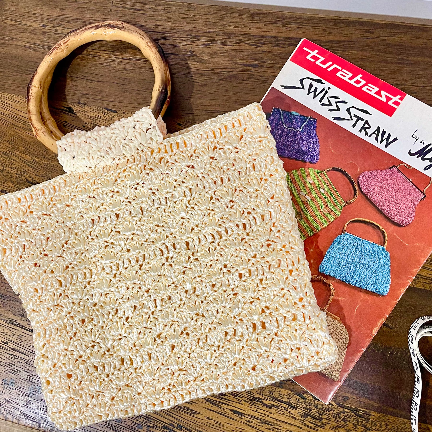 Retro Crochet Straw Handbag, One of a Kind
