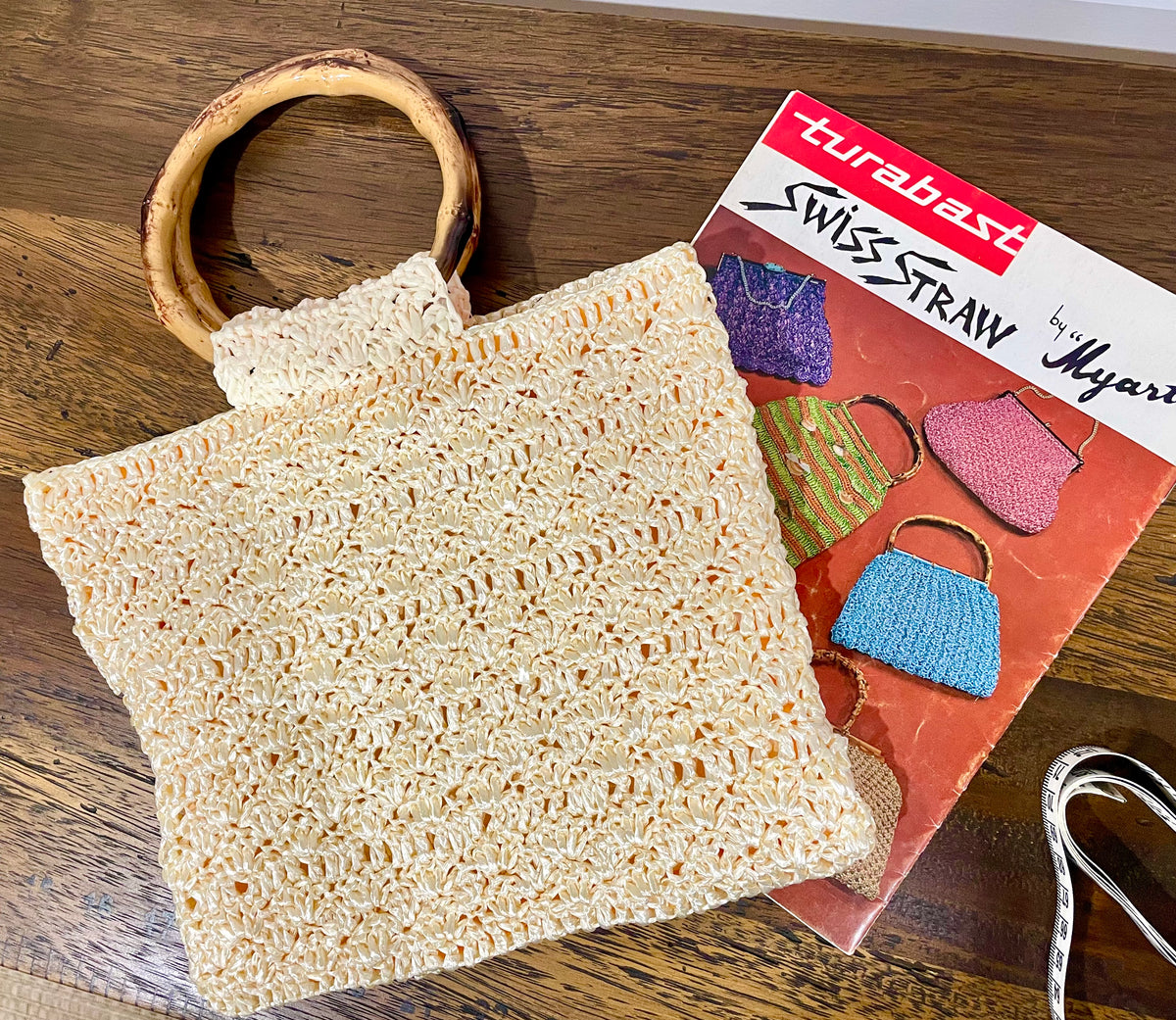 Retro Crochet Straw Handbag, One of a Kind