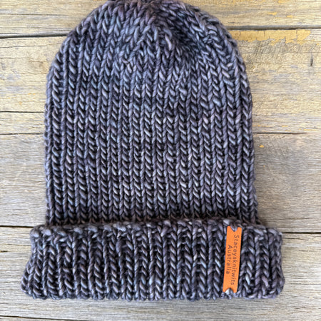 Grey Beanie, Hand knitted merino stretchy beanie